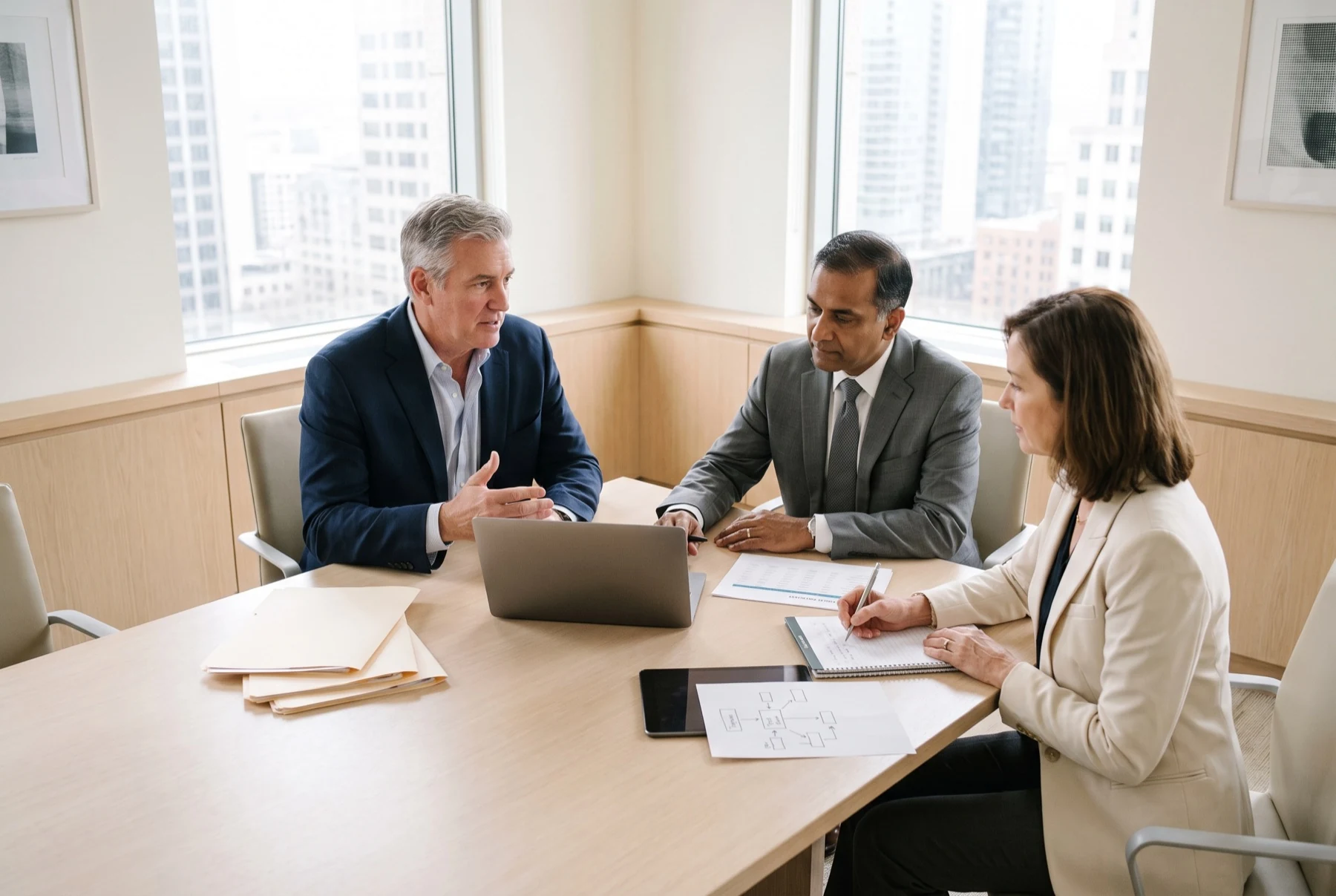 A working session mapping a brokerage workflow